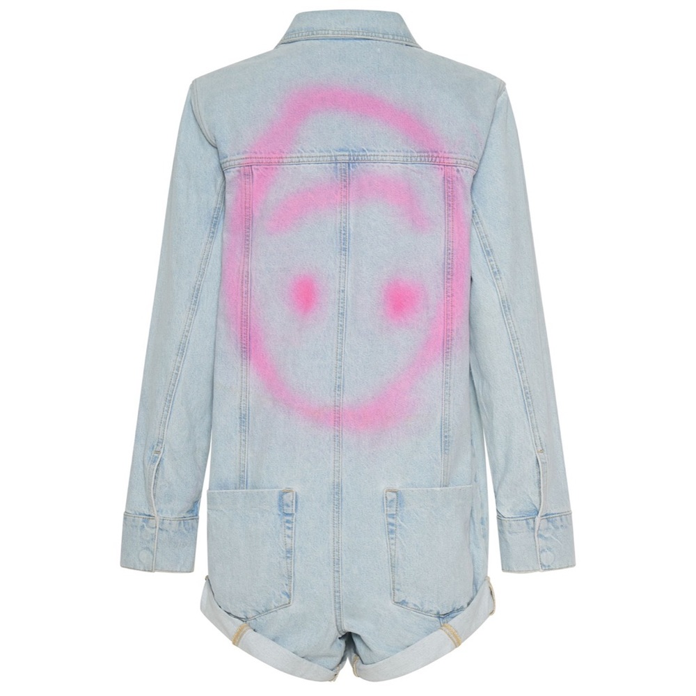 One Teaspoon smiley face denim jumpsuit